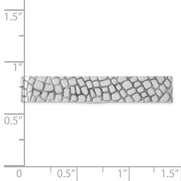 Rhodium Plated Sterling Silver Cobblestone Tie Bar, 8 x 51mm - Picture 3 of 4